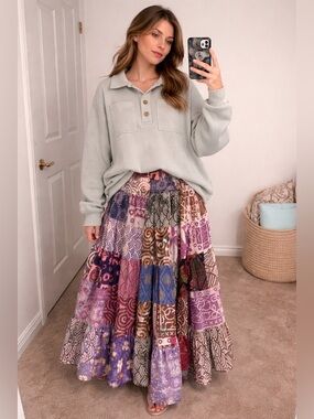Handmade Patchwork Maxi/Midi Skirt
